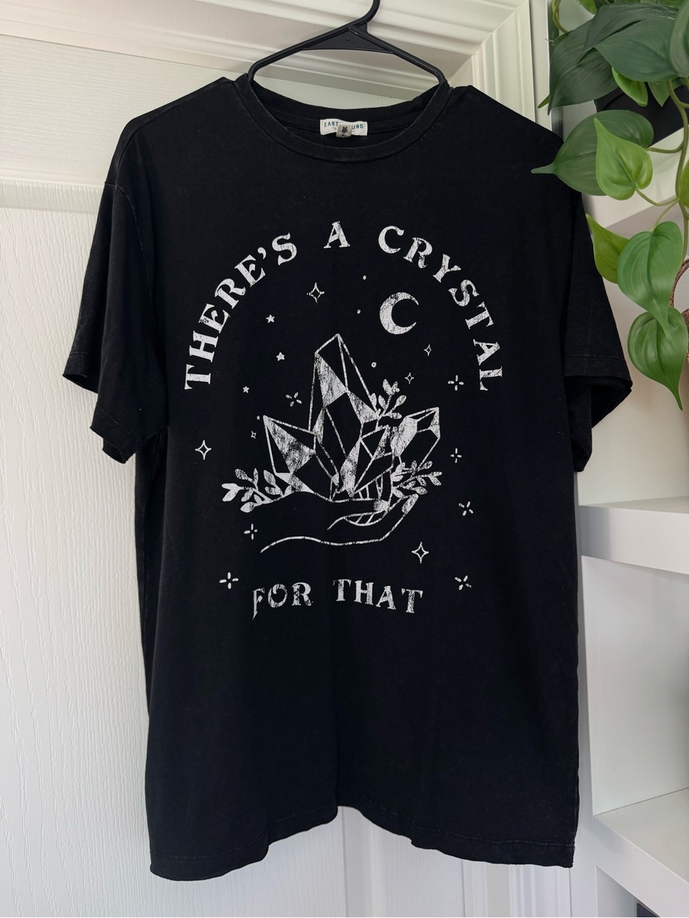 EARTHBOUND Black Graphic Tee with White Crystal Design